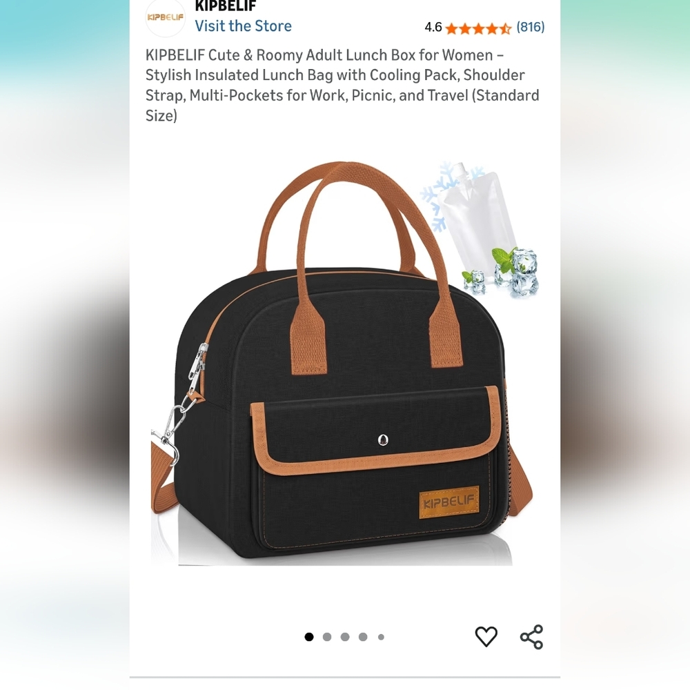 Kipbelif Black and Tan Insulated Lunch Bag